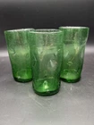 3 Blenko Vintage Handblown Glass Pinched Dimpled Tumblers Green