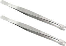 2PCS Stainless Steel Stamp Tweezers Tongs Flat Wide Tip Precision Philately Twee