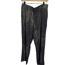 H By Halston Womens Metallic Croc Print Wide Leg Pants MP Flowy