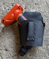 Leather Tool Belt Cordless Drill Holster Pouch Construction.  Drill Not Included