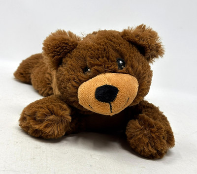 GREENBRIER Fuzzy Friends Brown Bear 11'' Plush Bow Laying Down Stuffed NWOT