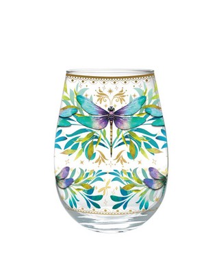 Lisa Pollock Stemless Golden Glamour - Turquoise Dragonfly 24K Gold Lime Garnish
