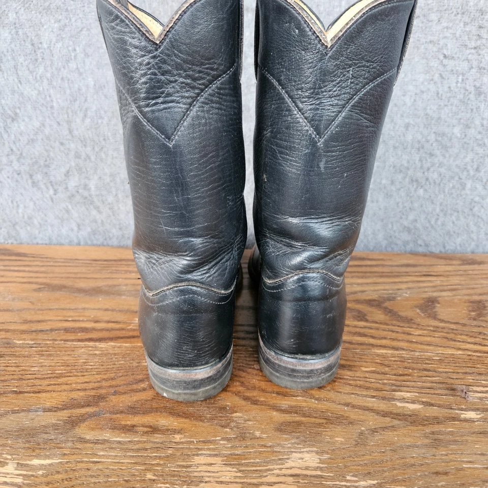 Botas Justin para mujer de cuero negro Roper Western Cowboy L3703 Ranch talla 7 B Foto 3 de 4
