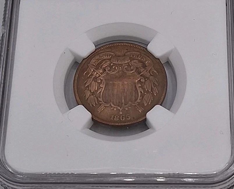 1865 TWO CENT PIECE NGC AU DETAILS CLEANED NO RESERVE  - Image 4 of 4