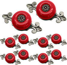 10pcs Ceramic Knobs Red Dresser Knobs, Vintage Cabinet Knobs with Antique Bronze