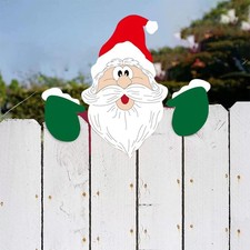 Christmas Fence Peeker Yard Garden Signs Outdoor Patio Peeking Ornaments H9R7