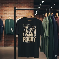 Rocky Movie T-Shirt Black Classic Boxing Film Graphic Tee - T775