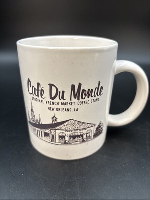 Cafe Du Monde Coffee Mug Cup New Orleans Original French Market Stand Brown Logo