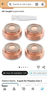 4PCS Replacement Heads for Finishing Touch Flawless Facial Hair Remover Gen 2.
