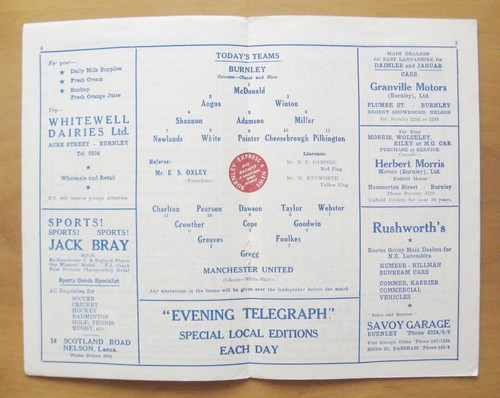 BURNLEY v MANCHESTER UNITED 1957/1958 *VG Condition Football Programme - Munich* - Picture 2 of 3