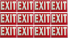 12-Pack Photoluminescent Exit Signs, 12X9 Inch Glow-In-The-Dark Emergency Exit S