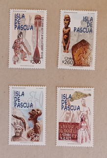 Chile 2000 Easter Island Lot of 4 Stamps Ao Statues Sculptures Moai