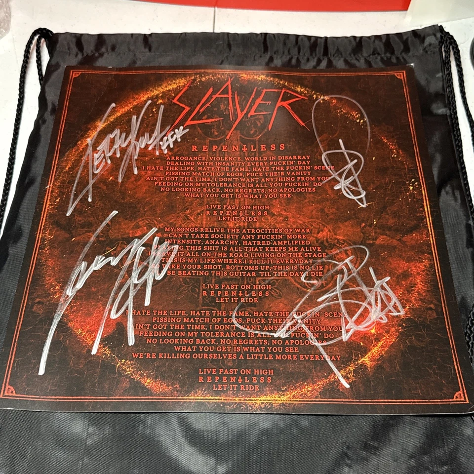 Slayer 2017 Tour VIP impresión autografiada impentente 12 pulgadas por 12 pulgadas ¡y más! Foto 2 de 4