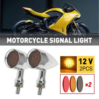 Chrome Motorcycle Amber Turn Signal Bullet Yellow Indicator Light For Harley US
