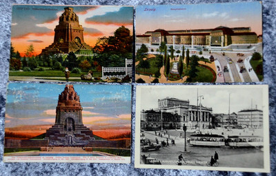 65242 Postcard 4 Set Leipzig Völkerschlachtsdenkmal Station Augustusplatz