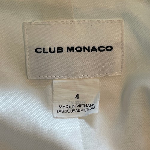 Club Monaco Jamia Blazer Womens Size 4 White Pom Pom Trim Open Career Jacket - Picture 7 of 10