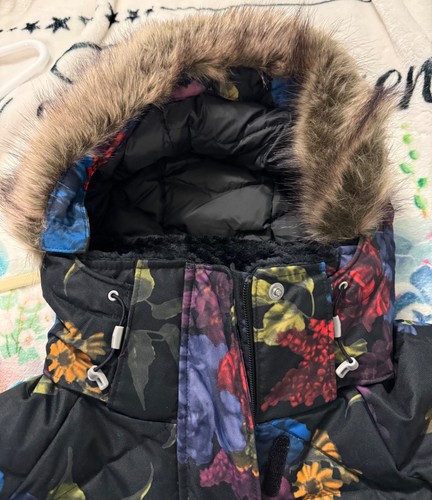 Columbia Damen schwarz Blumen Omni Heat Lay D Down II Kapuzenjacke Größe Small - Bild 2 von 6