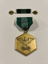 Vintage Military Eagle Medal For Merit Green White Ribbon Pin Badge Insignia GI