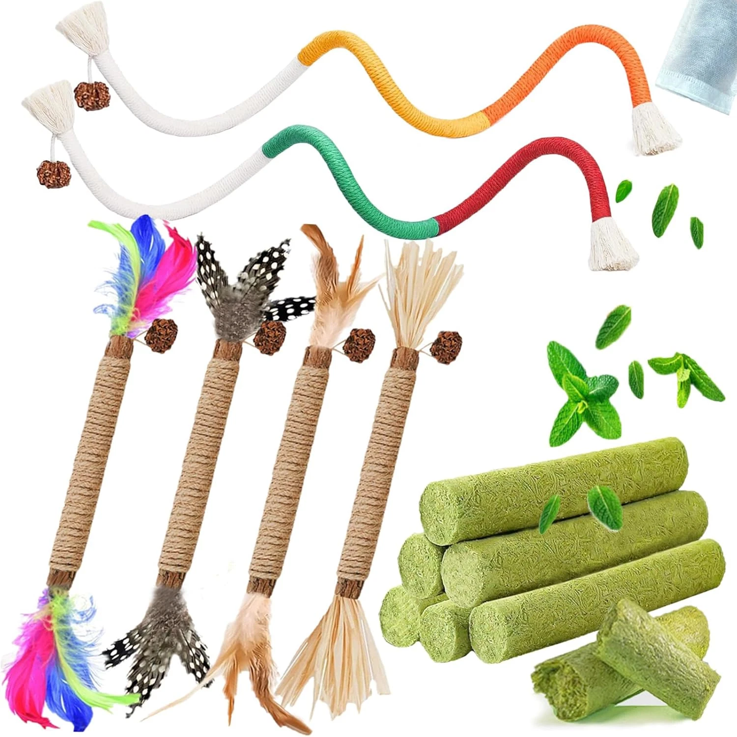 Cat Toys 12Pack Cats Grass Treat Catnip Toy with Silvervine for Indoor Kitten