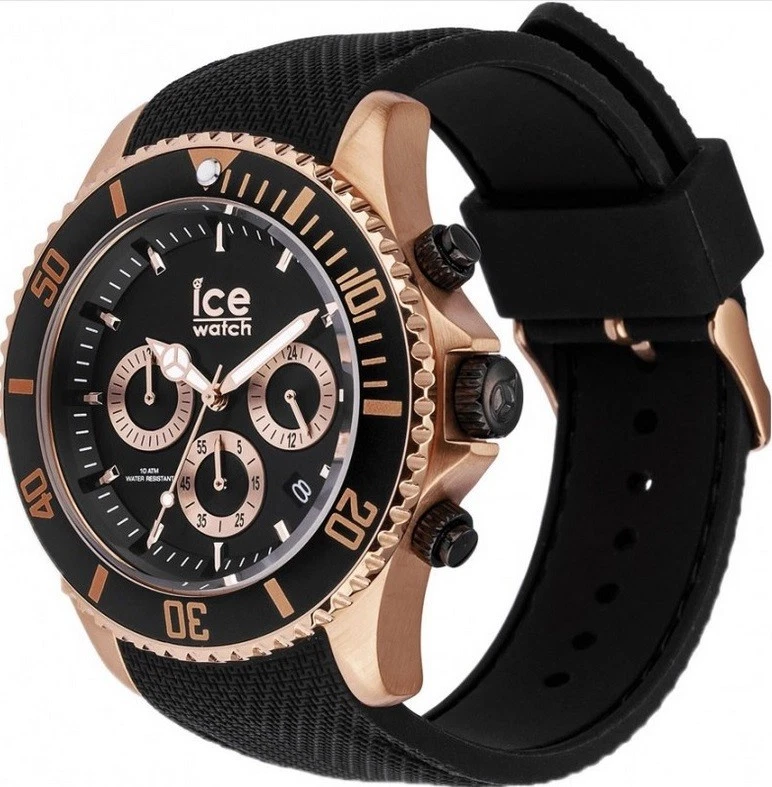 Ice-Watch 016305 steel Black Large Chronograph Chrono Uhr Silikon schwarz Neu J4 - Bild 2 von 2