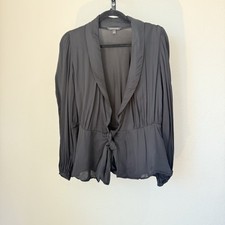 Banana Republic Black Tie-Front Blouse Small   Draped Shawl Collar, Long Sleeve