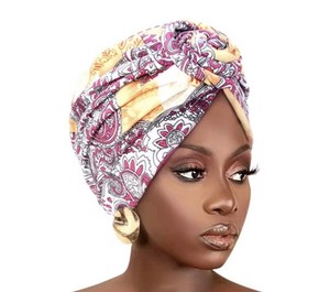 Women’s Multicolor Paisley Turban Headwrap Hat w/ Knot Accent, One Size