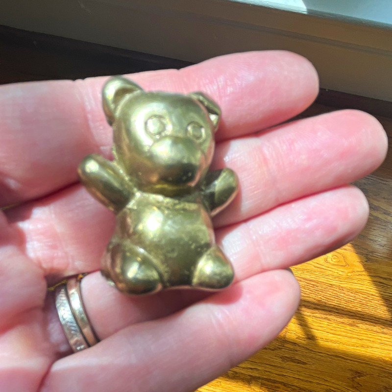VTG Brass Mini Bear Figurine Trinket Made in Taiwan