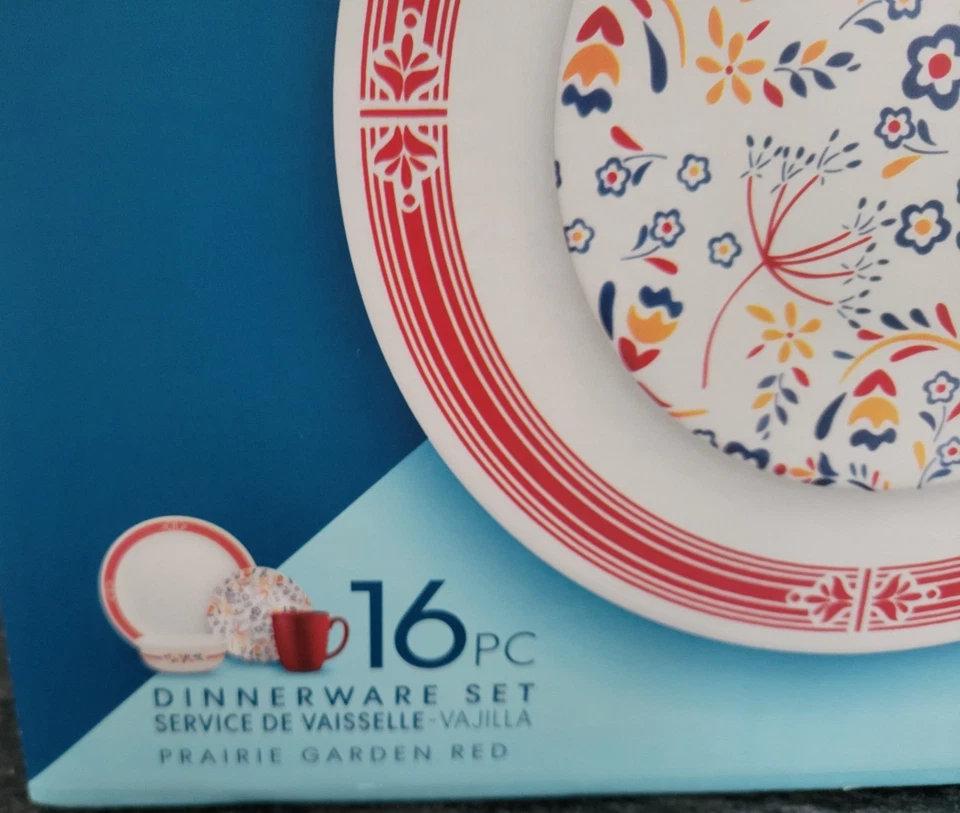 Retired New in Box Corning CORELLE SIGNATURE PRAIRE GARDEN RED 16 Pieces NIB - Image 2 of 4