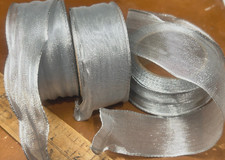 vintage metallic mesh ribbon wire 1.25" silver 1yd made in France