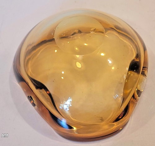 Murano Seguso Honey Amber Vintage Art Glass Shell Ashtray Bowl MCM Italy - Picture 5 of 6