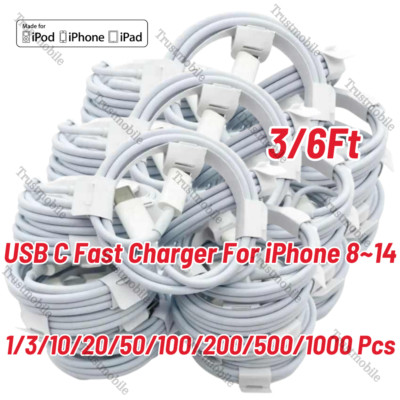Wholesale Lot Fast Charger USB C Type-C PD Cable For iPhone 14 13 12 11 Pro Max