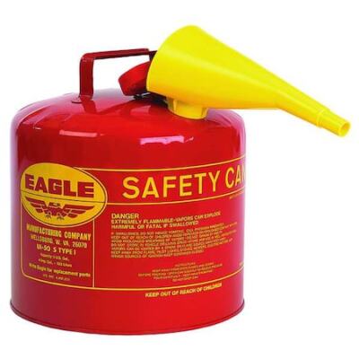 Eagle Mfg Ui50fs Type 1 Safety Can, Red Galvanized Steel, For Flammables,