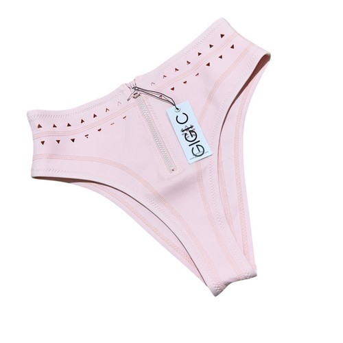 GIGI C Size L McKenzie Pale Pink High Waist Zipper Cutout Bikini Bottom NWT - Picture 5 of 6