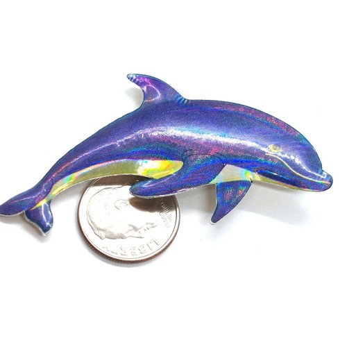 Holografische Delfin Anstecknadel blau irisierend Meerestier Meereslebewesen Brosche - Bild 2 von 3