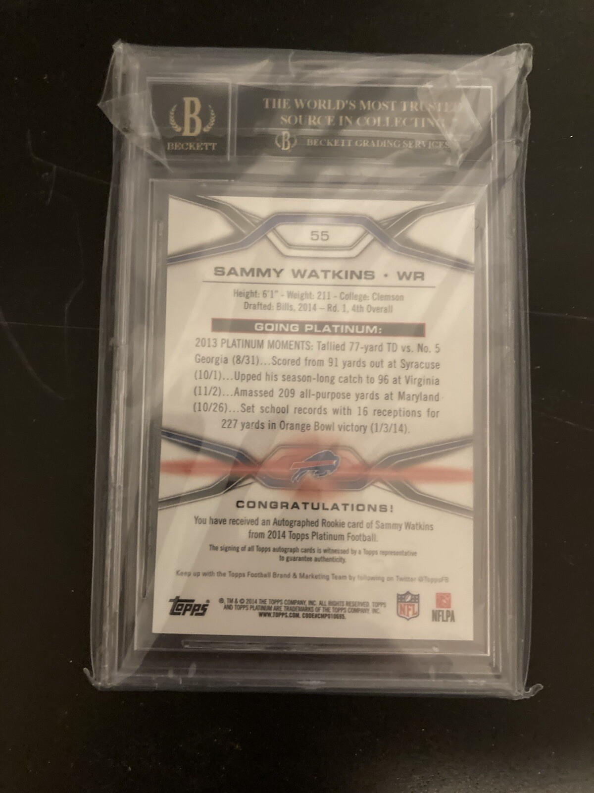 sammy watkins bgs black label rookie auto view 3