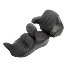 Driver Passenger Seat Backrests Pad For Harley Touring 2014-2023 18 Black+Brown