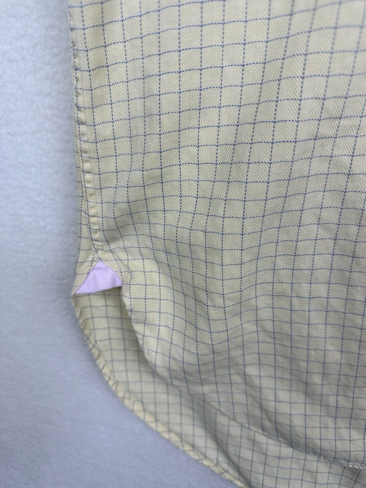 Camisa de vestir rosa 15 1/2 33 amarillo cuadros puño francés espiga sarga 39/84 cm Foto 4 de 4