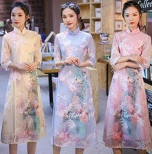 Women Ao Dai Cheongsam Dress Young Girl Modern Chinese Style Princess Qipao