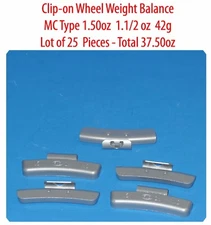25 Pcs CLIP-ON Wheel Weight Balance MC Type 1.50oz 1.1/2oz  42g Total 37.50oz