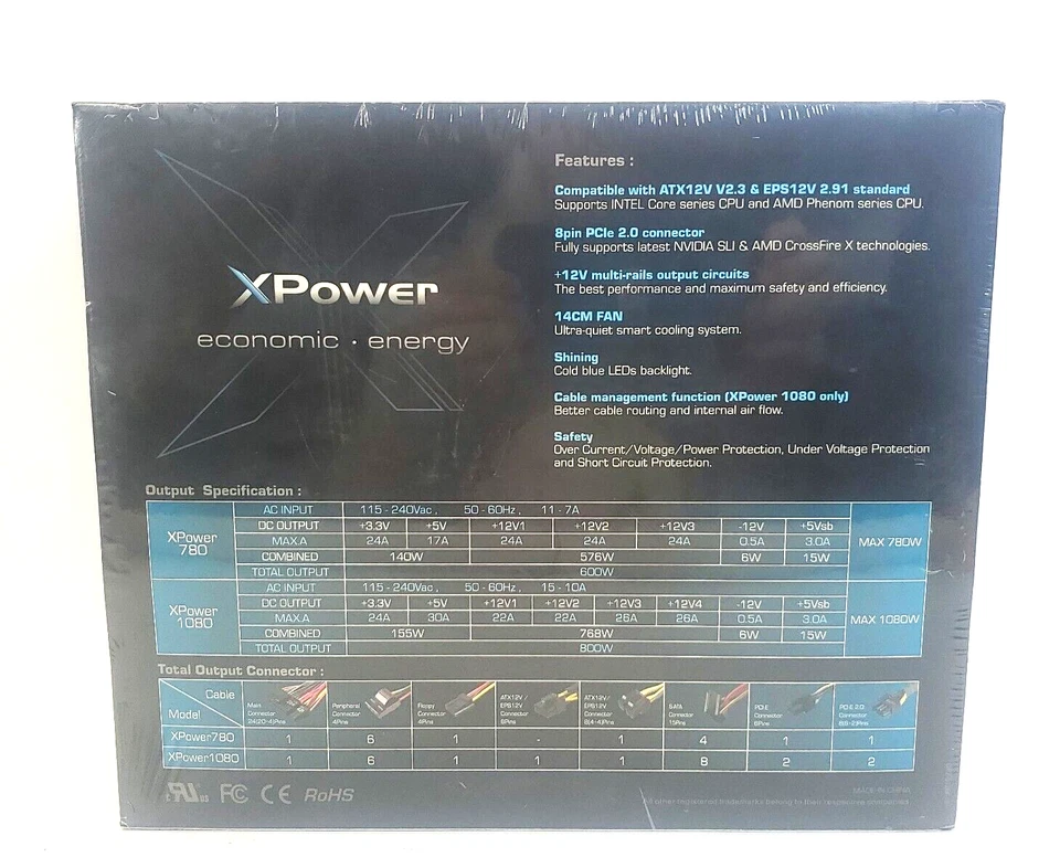 HEC  XPOWER1080 800W -1080W Peak Power Supply - Image 3 of 4