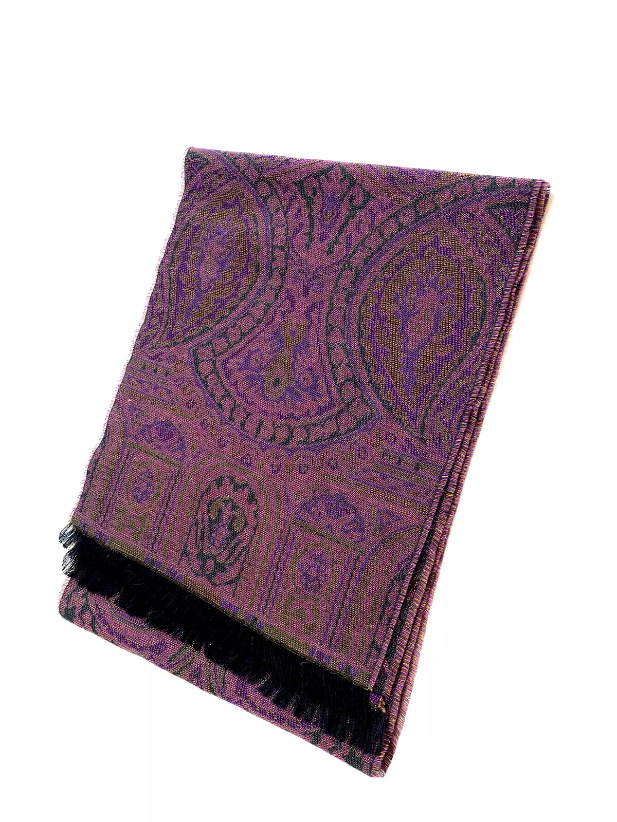 Foulard vintage Christian Dior années 90 violet imprimé créateur overdye rare châle frange