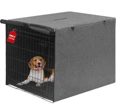 Indoor Grey Dog Crate Cover Privacy Polyester Pet Kennel Covers Universal Fit...