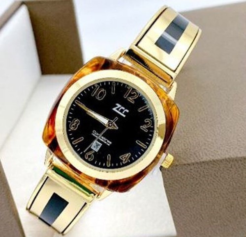 Orologio Polso ZCC 18 Donna Quarzo Acciaio Moda Ambrato Dorato Nero lac |  eBay
