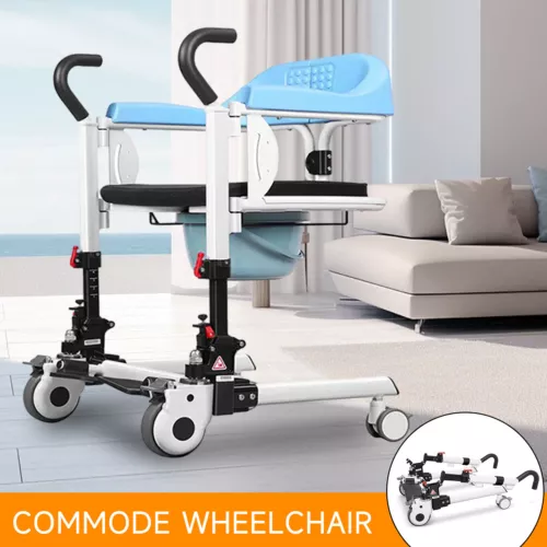 Multifunctional 4in1 Patient Lift Transfer Chair Folding Handicapped Wheelchair - Picture 2 of 19