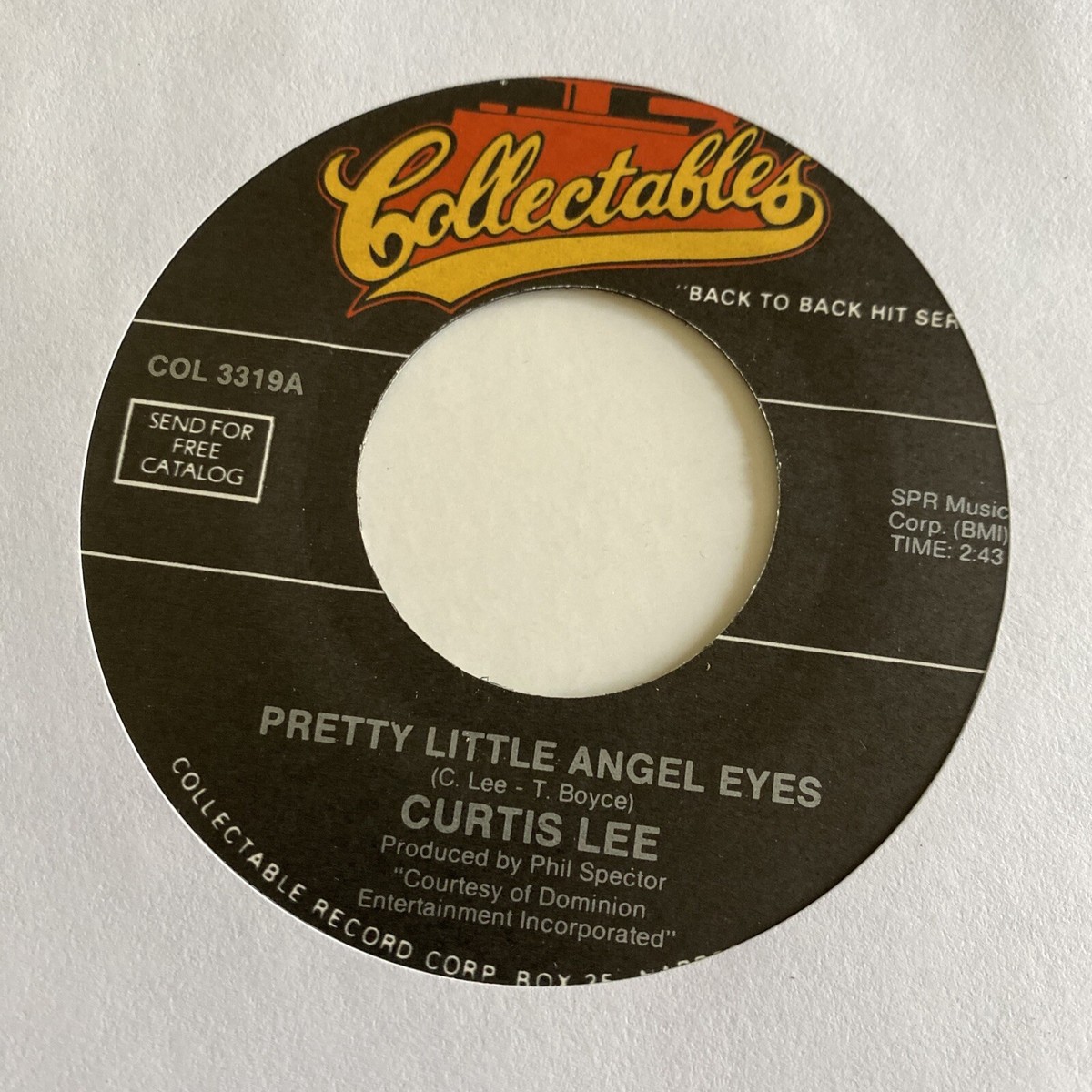 Curtis Lee 45 Pretty Little Angel Eyes / Under the Moon of