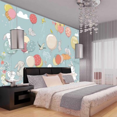 Biscuit Grey Rabbit 3D Full Wall Mural Photo Wallpaper Printing Home Kids Decor