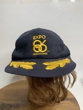 Vintage Expo 86 Vancouver Black Mesh Gold Leaf Snapback Trucker Hat Cap 1986