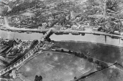 Worcester Bridge and County Cricket Ground, Worcester, 1920 England OLD PHOTO