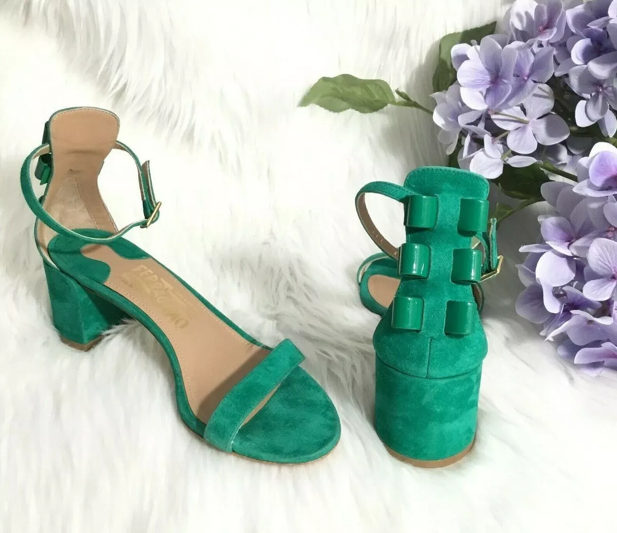 Emerald block heels cheap