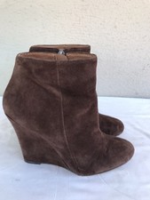 SAM EDELMAN Boots Brown Suede Wilma High Wedge Booties Size US 8M Shoes B